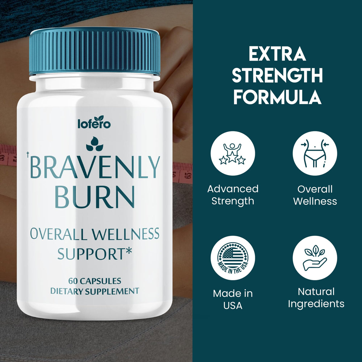 Bravenly Burn, BravenlyBurn Extreme Loss Support Digestive Gut Health Supplement, Advanced Wellness Formula Pills Capsulas, Premium Products Supports Blood Balance for Energy Pastillas (60 Capsules)