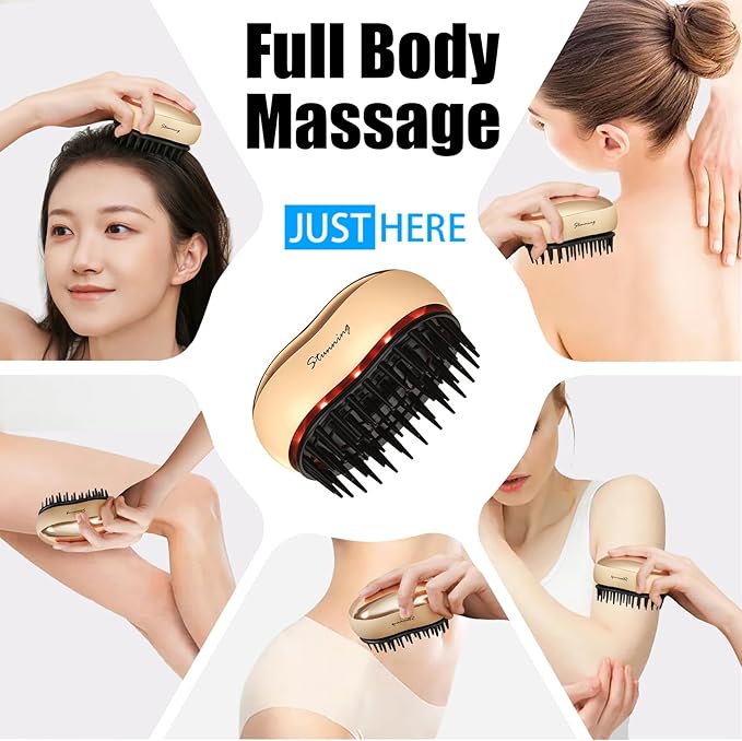 JUSTHERE Electric Head Massager Scalp with 2 Speed Vibration and 54 Nodes, Scalp Scrubber & Handheld Portable Head Scratcher Hair Scalp Massager for Hair, Deep Clean, Gifts for Women