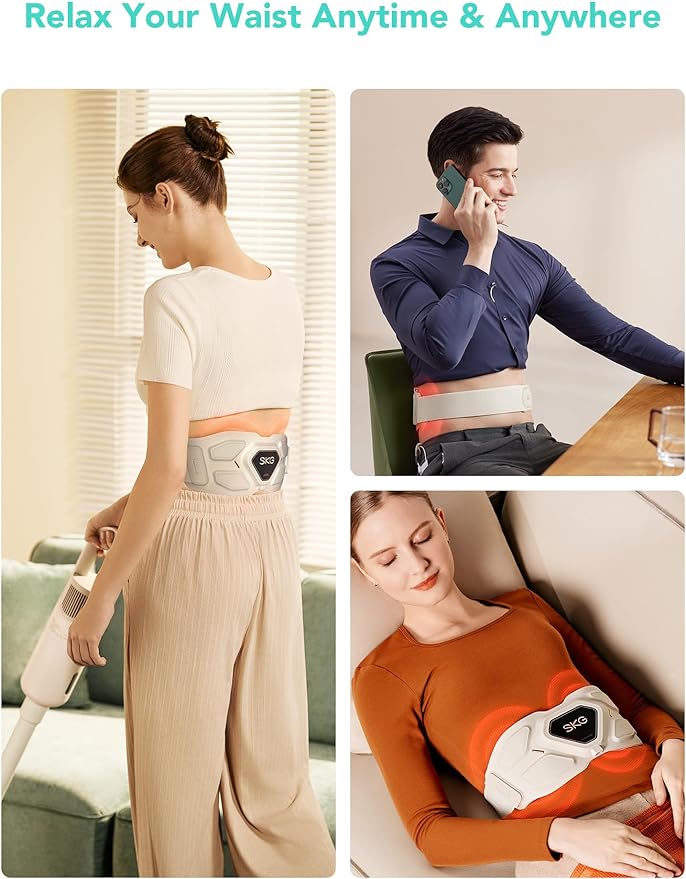 SKG Lower Back Massager Gifts for Men Women for Pain Relief, Adjustable Cordless Heating Pad Infrared Vibrating Back Massager Waist Lumbar Belt W9 PRO