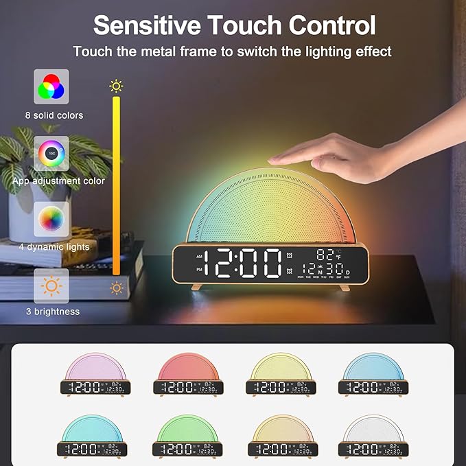 Sunrise Alarm Clock Wake Up Light for Kids, Bedrooms, Digital Sunlight Alarm Clock Dawn Simulator with Touch Night Light, 13 Soothing Sounds, Snooze Timer, Dual Alarms, Sunrise Simulation