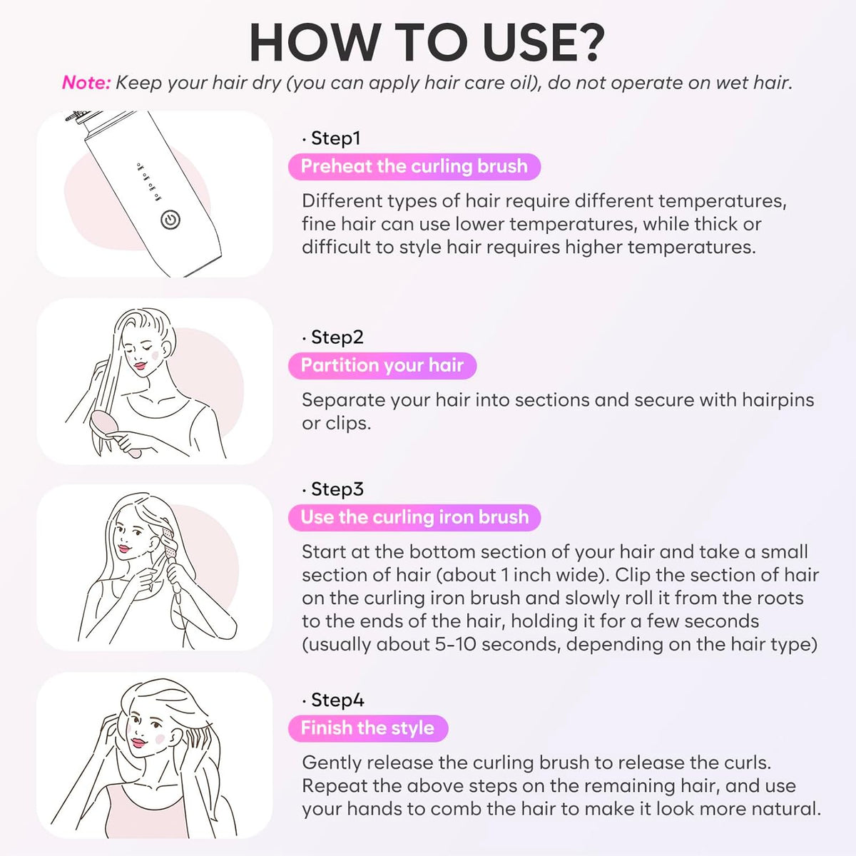 Cordless Curling Iron Brush, 2024 New Portable Travel Curling Iron Mini Brush for Women, 7000Mah USB Rechargeable Curling Wand Brush with Negative Ion, Gray