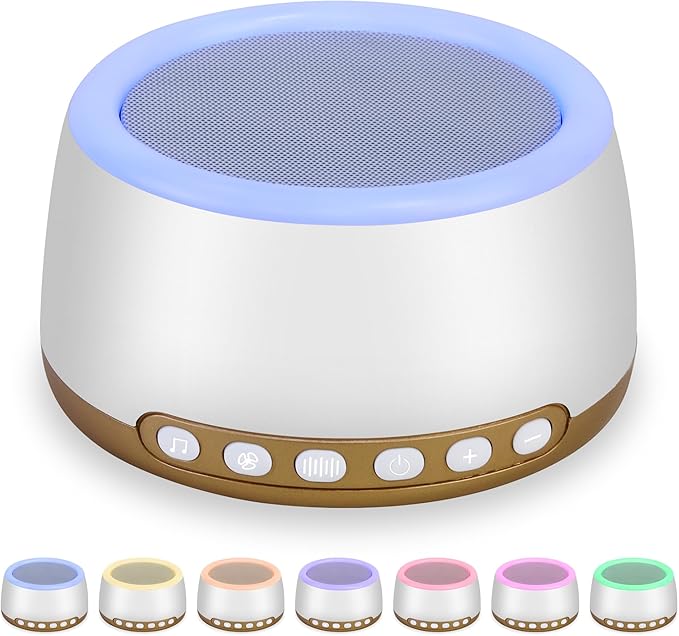 White Noise Sound Machine with 32 Soothing Sounds and Fantasy Sleep Night Light, Time Display, Can Be APP Controlled, 3 Timers & Memory Function Plug-in Sound Machine, for Babies & Baby Adults,