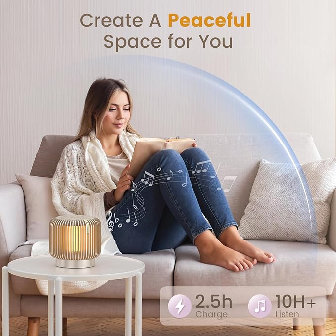 White Noise Sound Machine, Bluetooth Speaker with Dimmable Night Light 26 Soothing Sounds 4 Timers Brown Noise Sleep Sounds Machine for Adult Baby, Bedroom Home Office, Gifts
