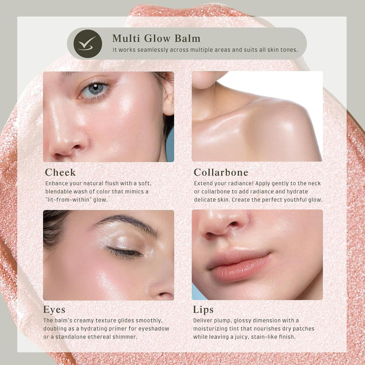 Multi Glow Balm, Cream Blush for Cheeks, Blush Balm Face Makeup, Radiant Finish, Hydrating, Creamy, Lightweight & Blendable Color, Face Makeup, 0.63 Oz (Romantic Tulips)