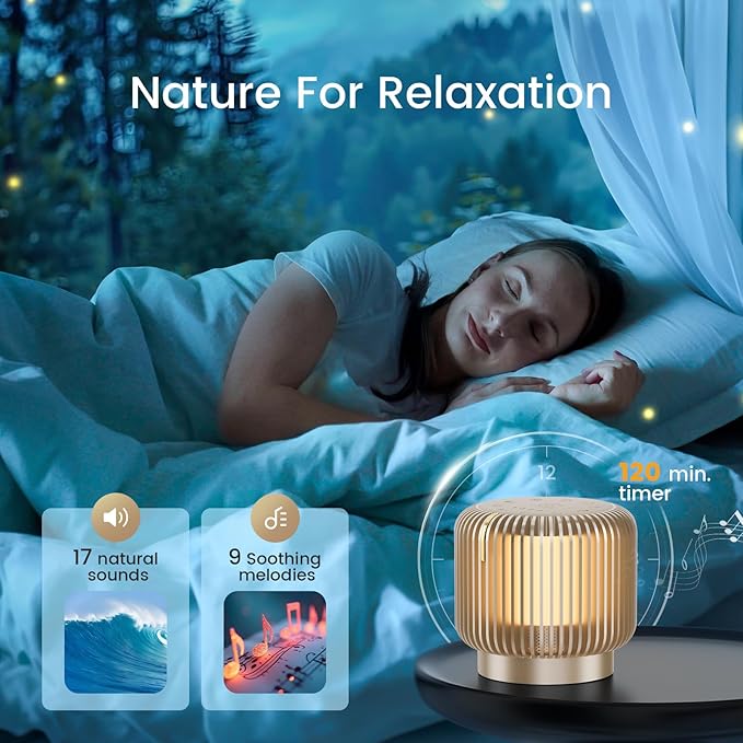 White Noise Sound Machine, Bluetooth Speaker with Dimmable Night Light 26 Soothing Sounds 4 Timers Brown Noise Sleep Sounds Machine for Adult Baby, Bedroom Home Office, Gifts
