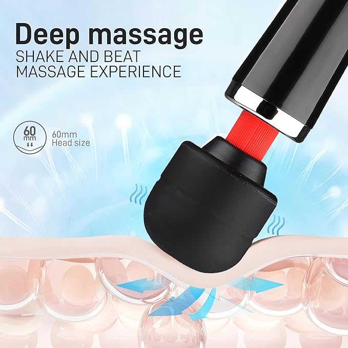 Power Handheld Wand Massager Tool, Electric Back Massage, Deep Tissue Muscle Vibrating Massager, Personal Vibration Massage Device,10 Modes Speed (Black)