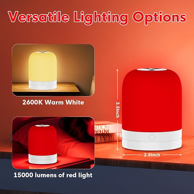 Red Light Therapy Sleep,Reds Nightlight with 670nm Wavelength Aid to Support Deep Relaxation,Touch Remote Control Red Light for Sleep Lamp Backed by Science for Adults & Kids Bedrooms