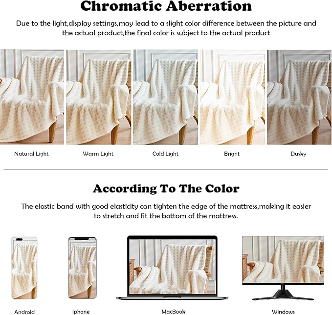 NEWCOSPLAY Super Soft Twin Blanket Ivory Premium Silky Flannel Fleece 3D Waffle Checkered Lightweight Bed Blanket All Season Use (Ivory, Twin(60"x80"))