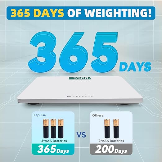 LEPULSE 550lb Bathroom Digital Scale for Body Weight BMI, Extra Wide Platform High Capacity Large Backlit Display, Most Accurate Bathroom Scale up to 500 lbs Weight Scale with APP, 8mm Tempered Glass