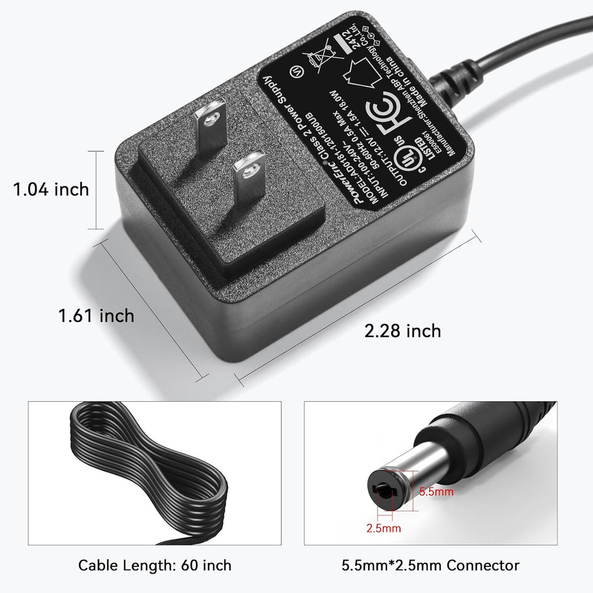 Makartt Original Power Charger Adapter for Nouvella Nail Drill, 12V 1.5A AC-DC Battery Supply for 35000RPM Rechargeable Electric File Manicure Tech Art Salon Home DIY Use