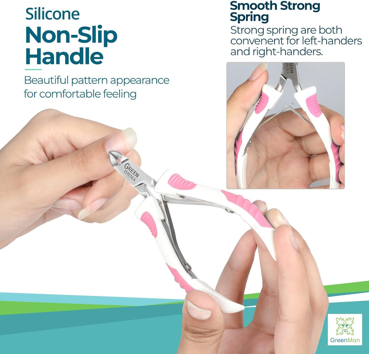 Premium Cuticle Trimmer Stainless Steel Nipper – Sharp Blades with Double Spring – Manicure Pedicure Tool for Home and Salon (White/Pink)