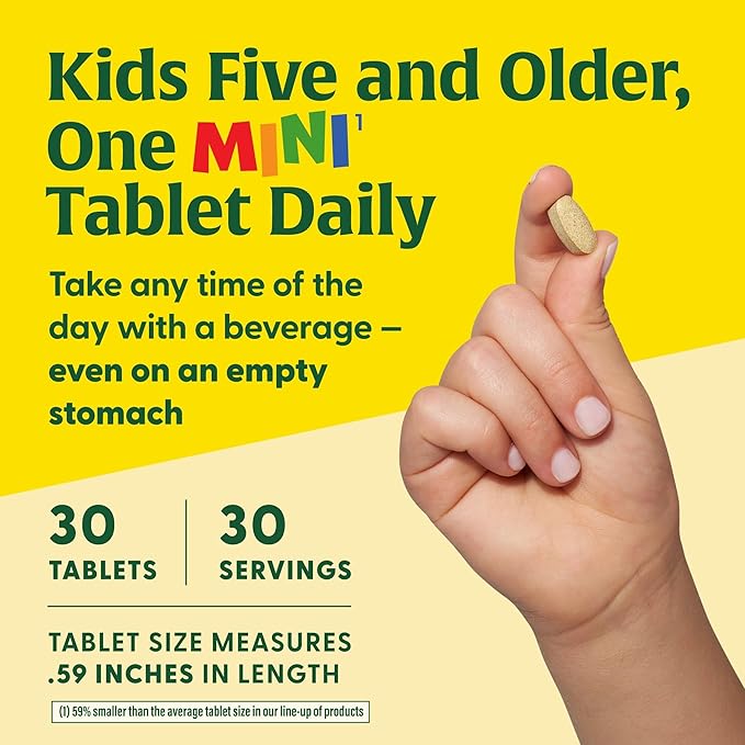 MegaFood Kids One Daily Multivitamin - Convenient Mini Multivitamin for Kids - with Zinc, Vitamins C, B & D - Vegetarian, Gluten Free, Non GMO - 30 Tablets, 30 Servings