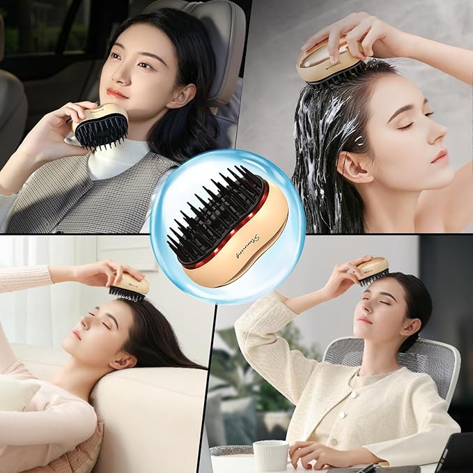JUSTHERE Electric Head Massager Scalp with 2 Speed Vibration and 54 Nodes, Scalp Scrubber & Handheld Portable Head Scratcher Hair Scalp Massager for Hair, Deep Clean, Gifts for Women