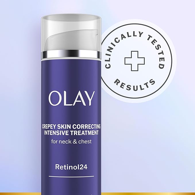 Olay Treatment Cream Intensive Crepey Skin Correcting for Neck & Chest with Retinol24, Vitamin B3 Complex, Deeply Hydrates, Renews & Smoothes Skin, 1.7 fl oz