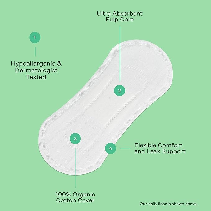 The Honey Pot Company - Non-Herbal Everyday Panty Liners for Women - Organic Cotton Cover & Ultra-Absorbent Pulp Core - Sanitary Pads - Feminine Care - FSA & HSA Eligible - 30 ct