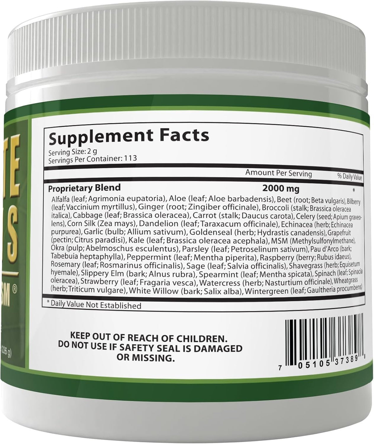 Ultimate Greens with MSM Powder, Vegan Friendly Natural Ingredients Gluten Soy Free NO GMO Superfood Vegetable Nutritional Drink Alkalizing Energy 8oz 6 Pack (6 Month Supply)