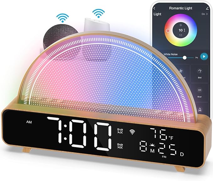 Love Lamp Wi-Fi Touch Lamp LED Light with Color Library,White Noise Smart Lamp,Sunrise Alarm Gentle Wake Up,App Control,Compatible with Alexa Google Home,for Long Distance Interaction,Friendship