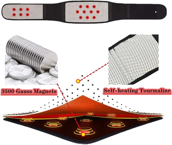 Thermal Magnetic Therapy Lumbar Support Belt Lower Back Brace for Men and Women, Self-Heating Waist Strap with Gauss Magnets (X-Large) 1