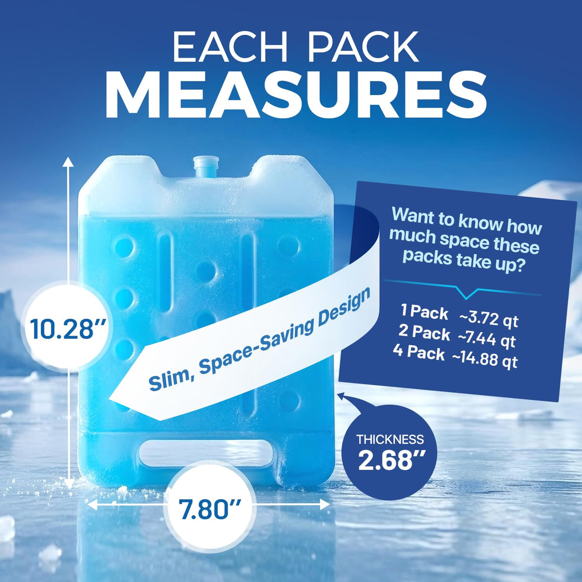 RIDGECOOL 4 Pack Reusable Extra Large Ice Packs for Cooler, Long Lasting Freezer Packs for Camping, Beach, and Road Trips, Cooler Ice Packs BPA-Free Non-Toxic, 10.28"x 7.80"