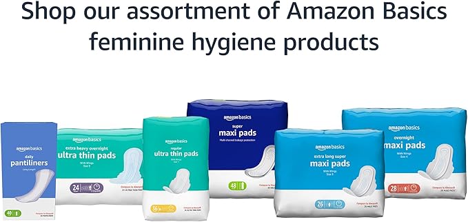 Amazon Basics Daily Pantiliner, Extra Long Length, Pads for Women, Unscented, 272 Count (4 Packs of 68) (Previously Solimo)