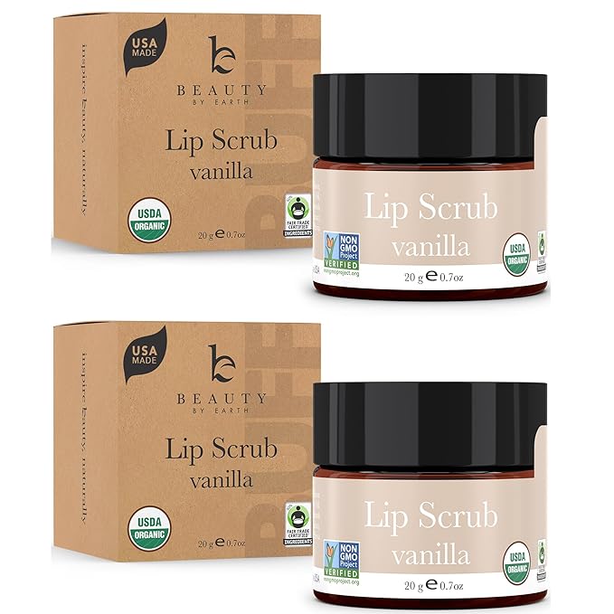 Lip Scrub Vanilla - USA Made Sugar Lip Scrubber Exfoliator with Natural & Organic Ingredients