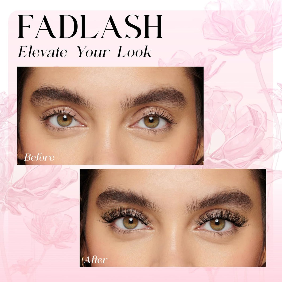 FADLASH False Eyelashes Fluffy and Voluminous Cat Eye Lashes with Thin Band Wear Comfortable Black Fake Lashes, Pack 7 Pairs, XH42