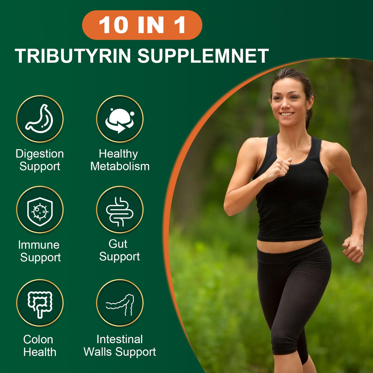VITACRLLYNMN Tributyrin Supplement - Butyrate Precursor for Gut Barrier Support, Leaky Gut Support, Digestion 60 Count