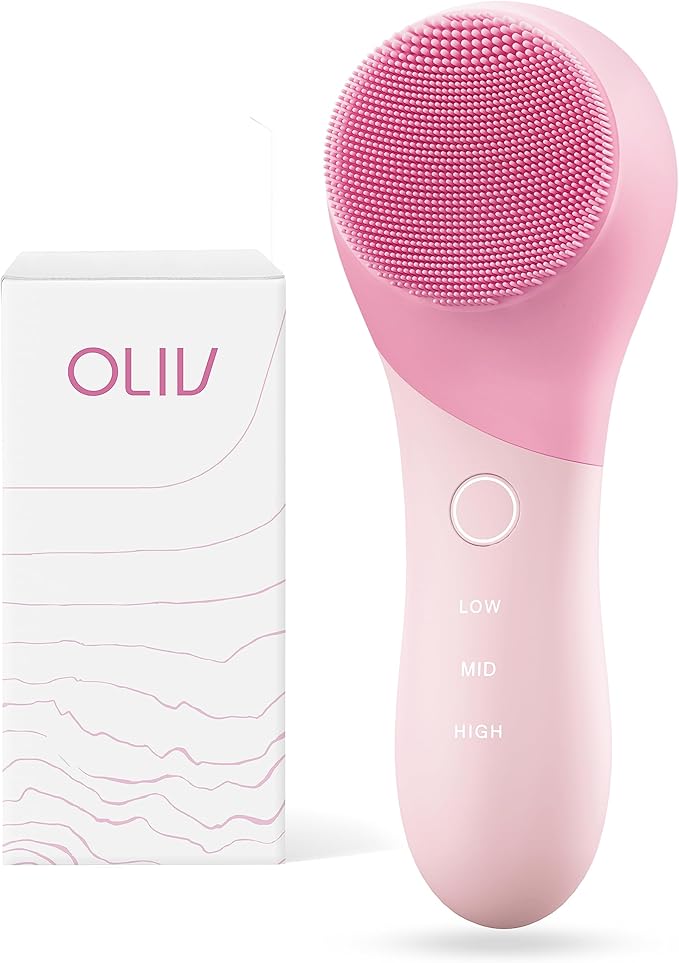 Oliv Facial Cleansing Brush - Sonic Exfoliate Face Cleaner Brush, Facial Cleanser Brush - Face Brush Cleanser Brush - Wash Washer Electric Scrubber Women Waterproof