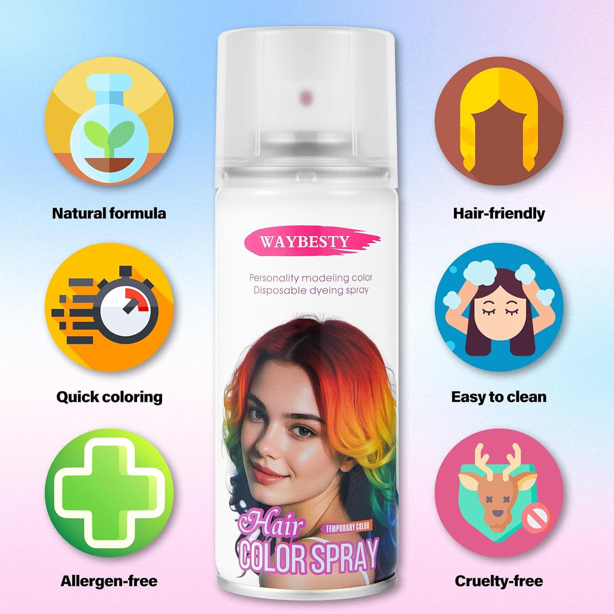 Temporary Hair Color Spray For Kids Women Men, Temporary Hair Dye Washable Hair Color Wax Non-Sticky For Cosplay Party DIY, Christmas Party, Halloween Crazy Hair Day(Blue, 4.06 oz)