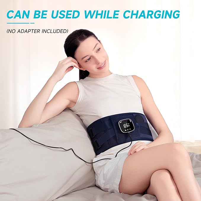 FSA HSA Eligible, Cordless Heating Pad with Massager for Back Pain Relief, 47-60" Lower Back Wearable Heating Pad for Cramps with 3 Heat&Timer, 5 Vibration Back Lumbar Support Belt for Men Women