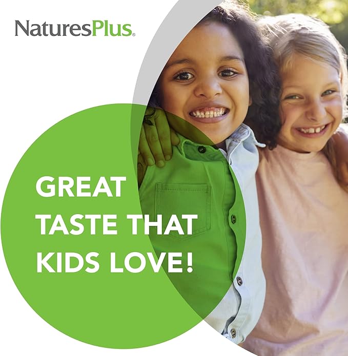 Natures Plus Animal Parade Gold Children's Chewable Multivitamin - Natural Cherry Flavor - 60 Animal Shaped-Tablets - with Vitamin D3, K2 & Probiotics - Vegetarian & Gluten Free - 120 Servings