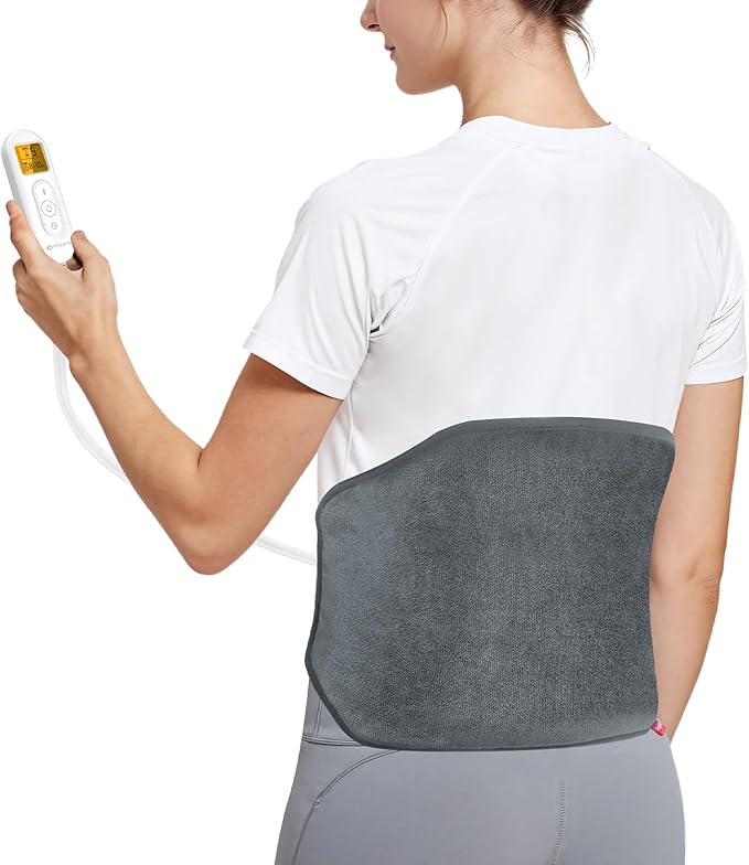 Upgraded Heating Pad for Back Pain Relief, Comfytemp Birthday Gifts for Women Men Mom Dad, FSA HSA Eligible Electric Heat Wrap with Strap for Cramps, Lower Back, Lumbar, Sciatica, SMALL-10×20", Grey