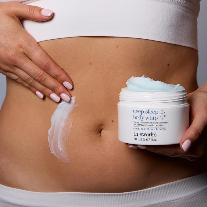 THISWORKS Deep Sleep Body Whip, an All Over Body Butter Infused with our Deep Sleep Functional Fragrance and Magnesium, to Moisturise Skin & Aid Sleep, 200ml