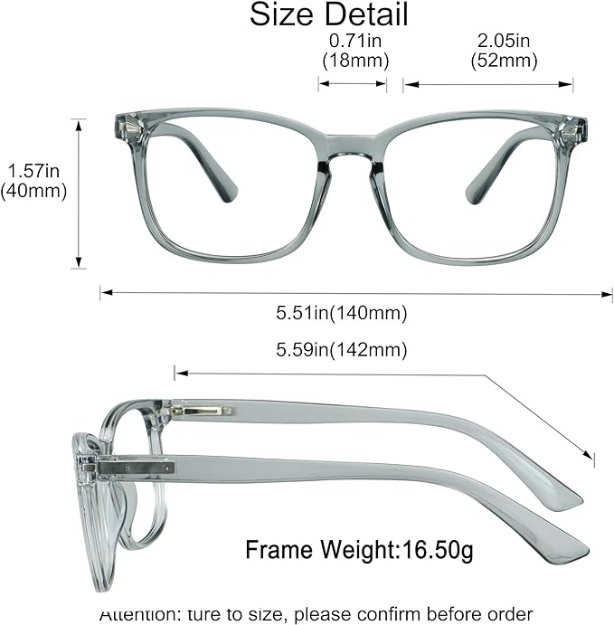YEIN Bifocal Reading Glasses with Blue Light Blocking Lenses, Bifocal Reader for Women and Men, Vintage Square frame with Spring Hinge (+0.00/+1.25 magnification)