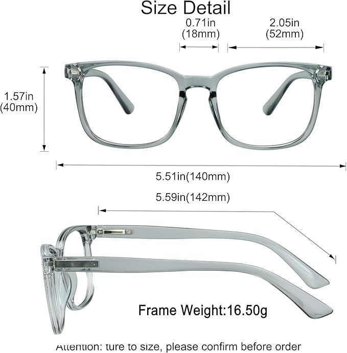 YEIN Bifocal Reading Glasses with Blue Light Blocking Lenses, Bifocal Reader for Women and Men, Vintage Square frame with Spring Hinge (+0.50/+3.00 magnification)