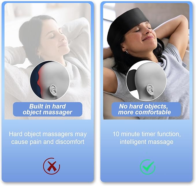 MEXITOP Electric Head Massager - Rechargeable Hand Free Scalp Massager Airbag for Head with 3 Modes and Heating Function, Adjustable Size Portable Design for Deep Relaxation