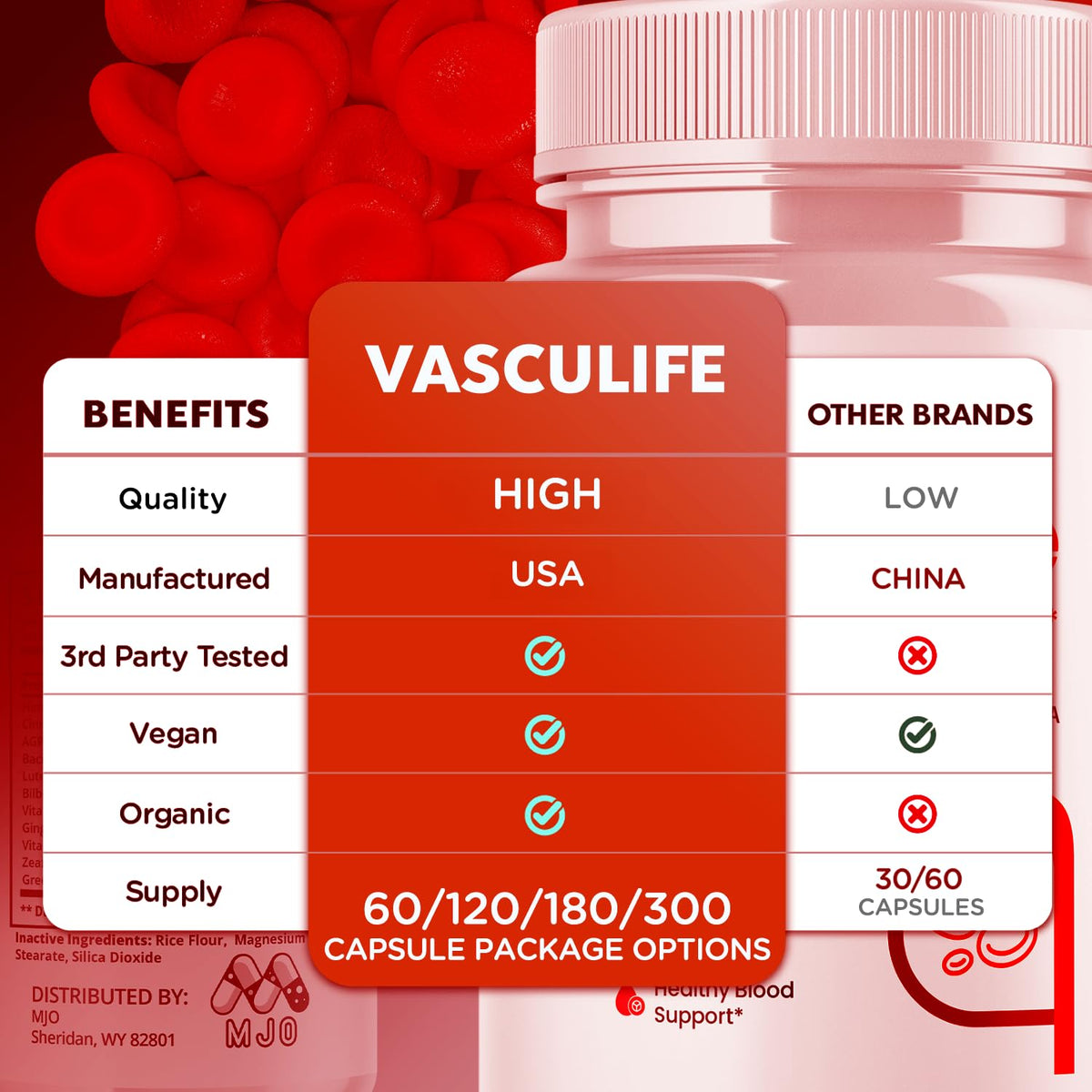 (3 Pack) Vasculife Capsules, Official Vascu Life Pills With All Natural Ingredients, Advanced Formula Blood Health Support with Maximum Strength Premium Quality Vitamins for Women & Men (180 Capsules)
