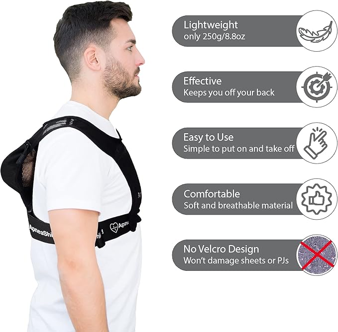 Sleep Position Trainer for Sleeping On Your Side | Side Sleep Trainer | Snore Stopper | Anti Snoring Device | Lightweight, Comfortable, Effective in Reducing Supine Sleep Time