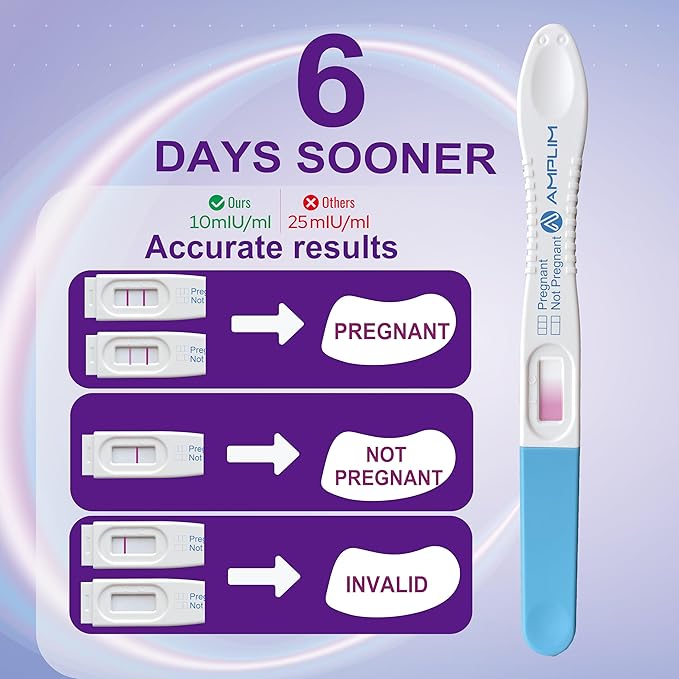 AMPLIM HCG Early Detection Pregnancy Test Bulk Stick – 6-Days Sooner, Extra Sensitive 10 MIU/mL, FSA HSA, Midstream – Mom 2-Sec Easy Home Tests, 99.99% Accurate Pregnant Test Result, ept 10-Pack