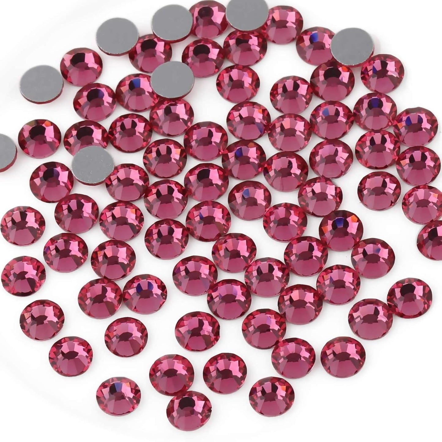 beadsland 1440pcs Flat Back Crystal Rhinestones Round Gems for Nail Art and Craft Glue Fix,Rose(SS10(2.7-2.8mm))