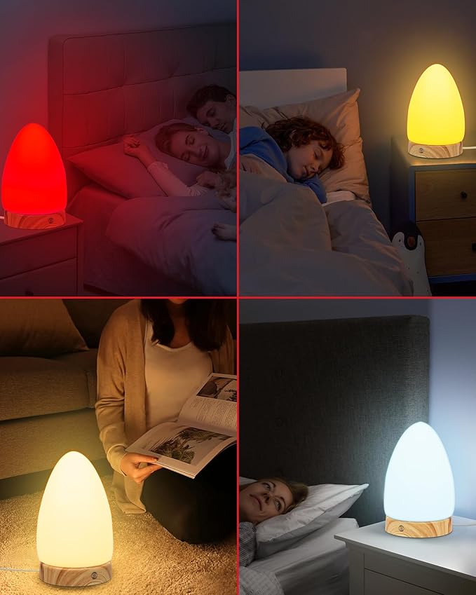 Red Light Night Light Lamp for Sleep, Red Nightlight Desk Lamp with 670nm Wavelength Multi-Color and Brightness Options Remote Control USB Charging Elegant Design