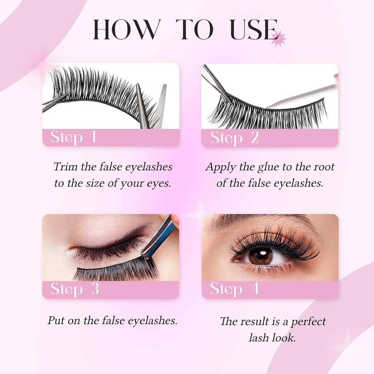 False Eyelashes Kit Natural Black Cat Eye Lashes with Thin Band Wear Comfortable Fake Lashes 5 Pairs Lash Applicator Tool at Home by FADLASH, LZE25