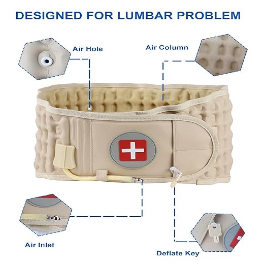 Back Decompression Belt Inflatable Lumbar Support for Lower Back Pain Relief - One Size for 29-49 Waist