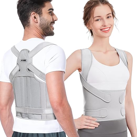 Fit Geno Back Brace Posture Corrector for Men & Women: Shoulder Straightener Adjustable Full Back Support Pain Relief - Scoliosis Hunchback Spine Corrector (Large)