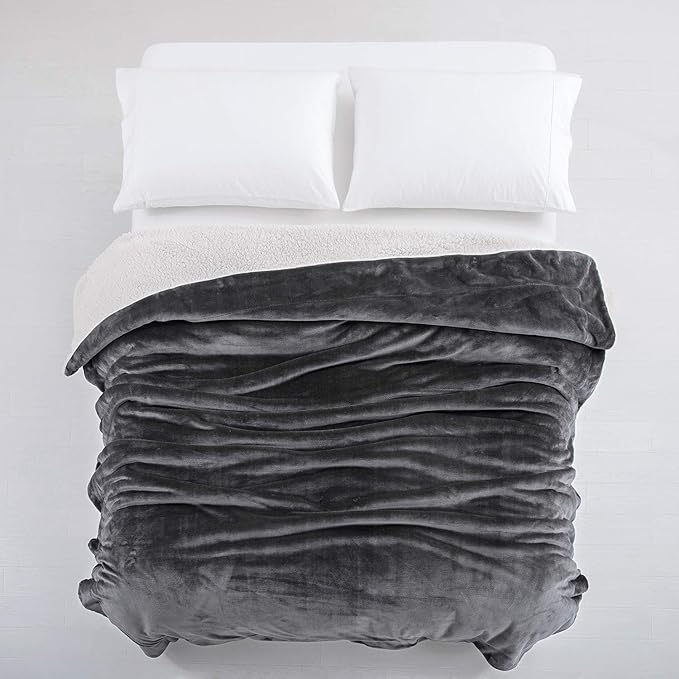 IR Imperial Rooms Grey Sherpa Blankets Queen Size for Bed - Wholesale Bulk Pack of 9 Sherpa Blankets - Soft Fluffy Throw Blanket for Hotels, Guest Bedroom, 90x90 Inches
