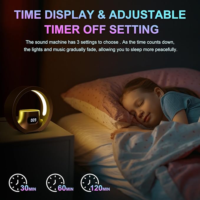 White Noise Sound Machine with 20 Soothing Sounds 11 Night Light 3 Timers Bluetooth Speaker Sleeping Sound Noise Machines for Bedroom Remote Control Sleep Sound Machine for Adults & Baby, Nursery Gift