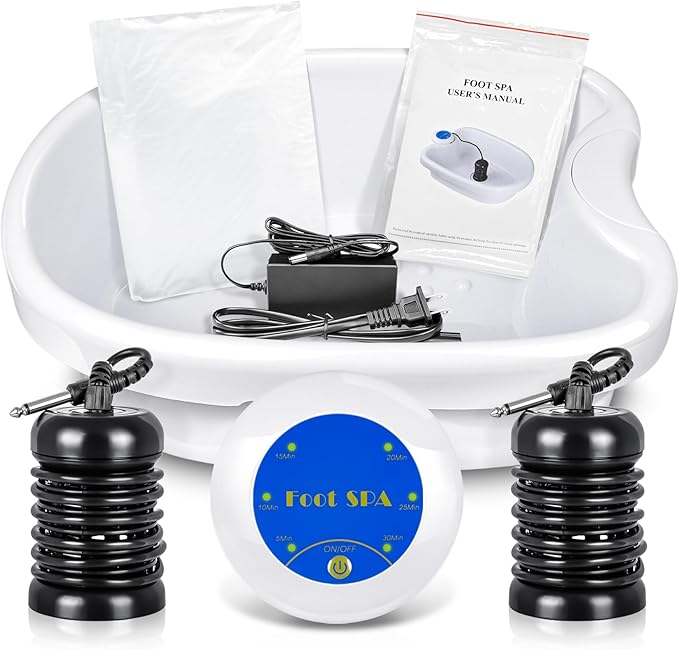 Lecaung Ionic Detox Foot Bath Machine, Personal Ionic Foot Cleanse Ionic Foot Bath SPA Machine for Home Beauty Salon Spa with Basin and Two Round Arrays
