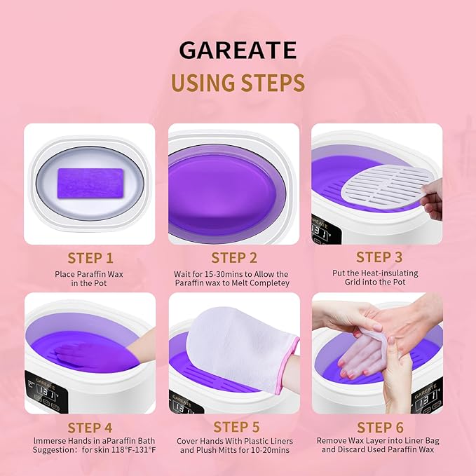 Paraffin Wax Machine for Hand and Feet - Paraffin Wax Machine 3500ML with 6 Pcs Paraffin Bath Wax,Personal Home SPA Moisturizing and Exfoliating Kit for Hands and Feet,Keep Warm Paraffin Wax（White）