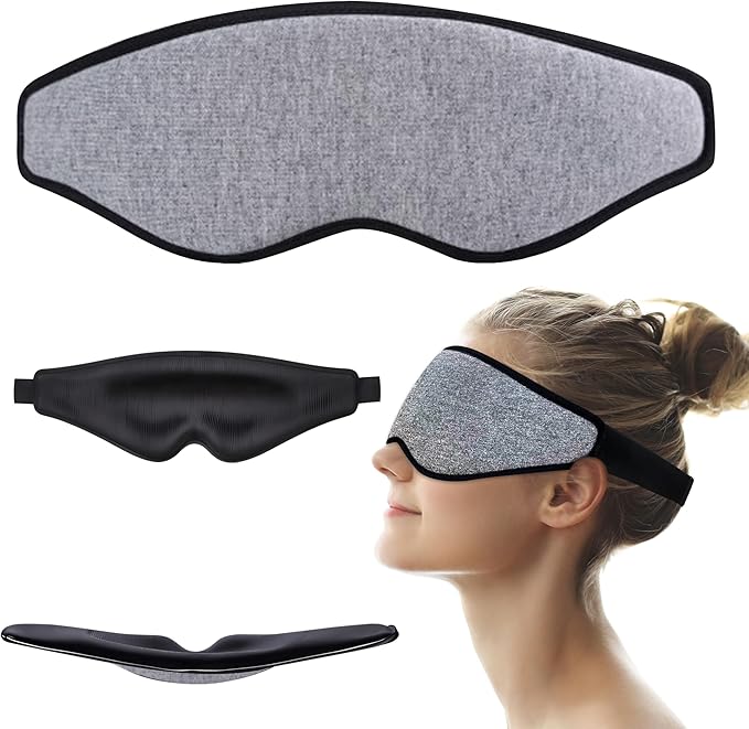 Eye Mask for Busy Professionals – 3D Blackout Sleep Mask with Zero Pressure Fit for Daytime Reset & Deep Rest (Gray)