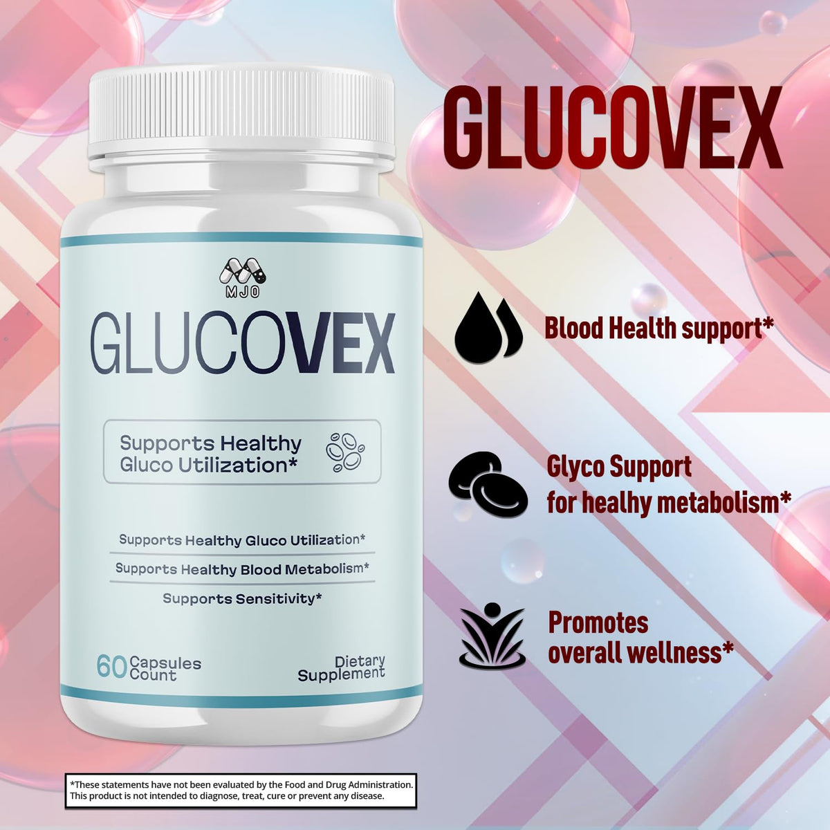 (3 Pack) Glucovex Capsules, Official Glucovex Pills with All Natural Ingredients, Advanced Glucovox Overall Health and Wellness Vitamin Supplement with Max Strength Multivitamin Support (180 Capsules)